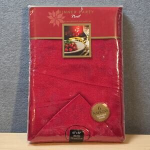 Homewear Dinner Party Noel Christmas Tablecloth Set Red 60x84 Oblong & 6 Napkins